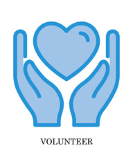 Volunteer Icon - People and Community Glyph Blue Style
