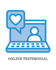 online testimonial Icon - People and Community Glyph Blue Style