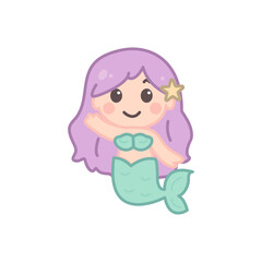 Cute cartoon mermaids with various hairstyles and colors