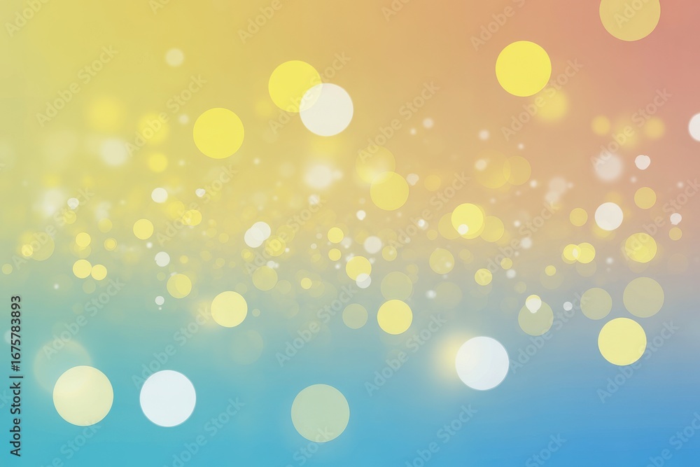Poster soft bokeh lights on a gradient background of yellow and blue