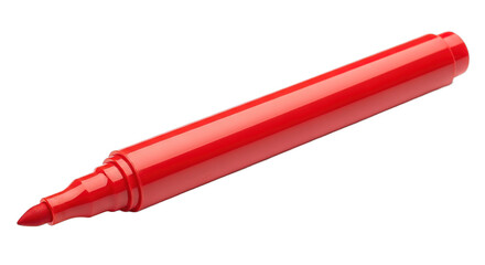 Red Marker Pen Close Up Studio Shot White Background