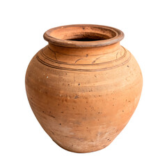 A single clay storage jar isolated on a transparent background