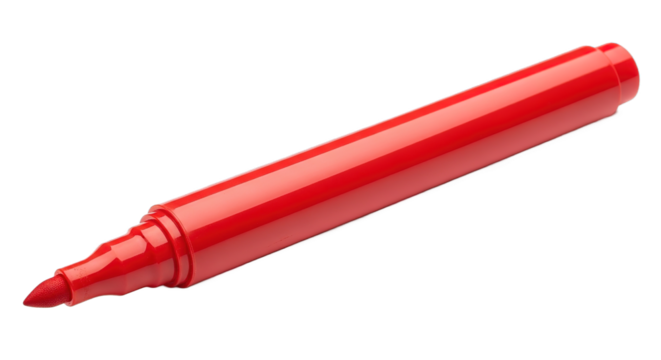 Red Marker Pen Close Up Studio Shot White Background