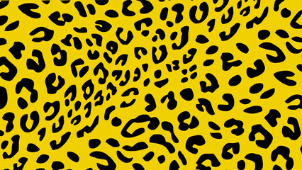 Yellow and black leopard skin texture. Animal print background. Luxury wallpaper.