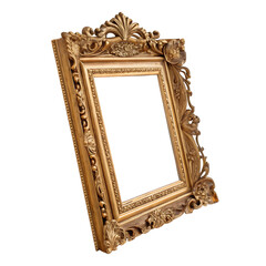 A single decorative picture frame isolated on a transparent background
