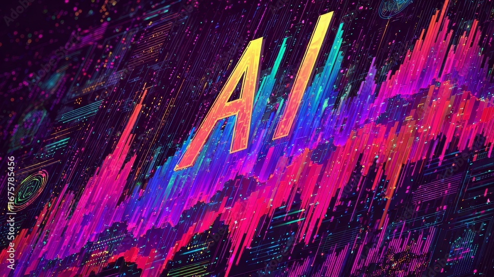 Poster ai-driven graphic design trends exploring digital art in holographic dashboards