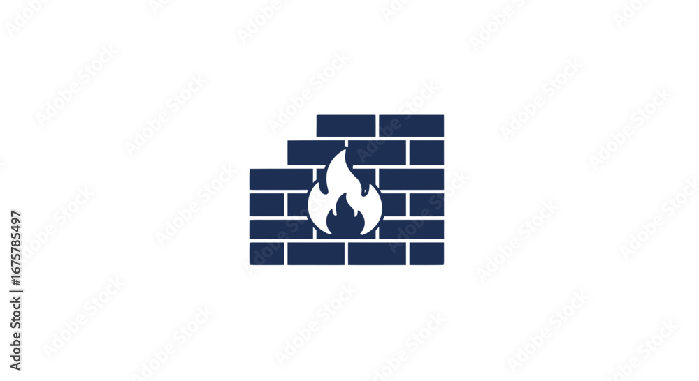 Poster firewall security network internet protection safety system cyber security data defense brick wall f