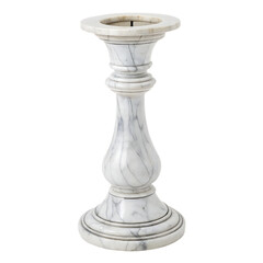 A single marble candleholder isolated on a transparent background