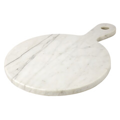 A single marble chopping board isolated on a transparent background