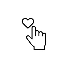 Vector art of hand with finger touching heart icon