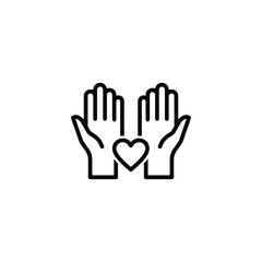 Vector art of two open hands holding a heart, symbol of love