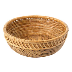 Fototapeta premium A single rattan fruit bowl isolated on a transparent background