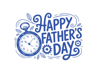 Happy father's day greeting card with vintage watch and gears for best dad celebration event design idea