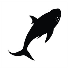 Black silhouette of a dolphin jumping out of the water