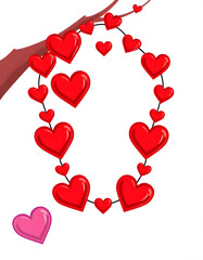 Garland of hearts, clipart style. isolated with white highlights