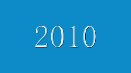 White 2010 Year Number with Shadow on Blue Background - Powered by Adobe