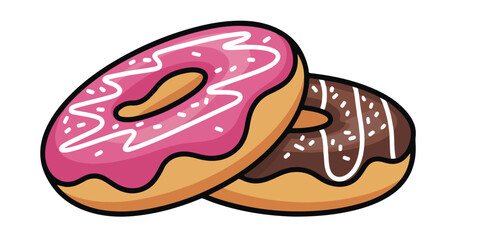 DONUTS illustration, outline coloring book page line art