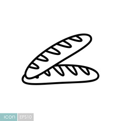 Two Fresh French Baguette Loaves Vector Icon