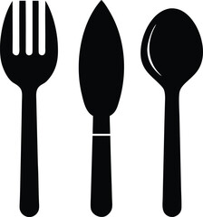 fork spoon knife black icon