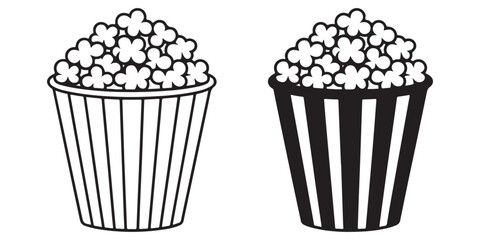 popcorn illustration, outline coloring book page line art