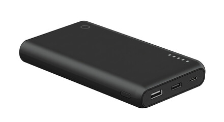 Portable charger power bank external battery pack usb charging device mobile phone accessory electronics on transparent background