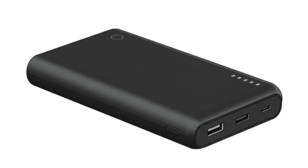 Portable charger power bank external battery pack usb charging device mobile phone accessory electronics on transparent background