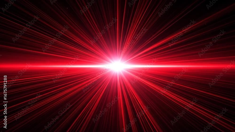 Poster abstract red light rays bursting from a central point creating tunnel vision effect against a dark b