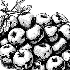 Ink drawn collection of apples