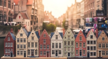 Obraz premium Colorful miniature European houses souvenir models.