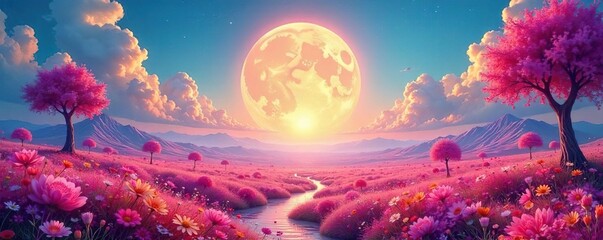 A vibrant, surreal landscape stretches towards a boundless sky, embodying the limitless potential of imagination and the freedom it grants , vibrant, perspective, inspiration