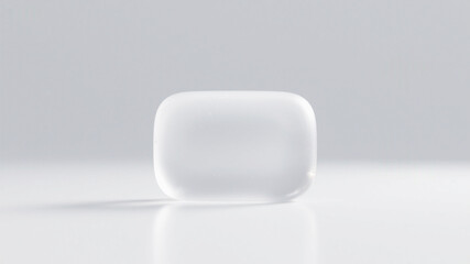 Transparent soap, white background, 3D rendering, minimalism, no complicated elements, single piece still life