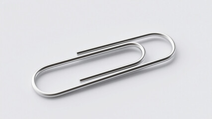 Silver paper clip, white background, 3D rendering, minimalism, no complex elements, single piece still life