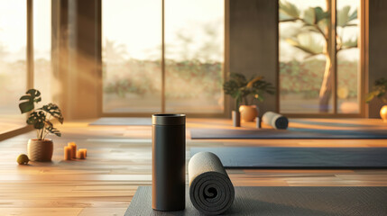 Serenity in a yoga studio with mats and natural light during a peaceful morning session