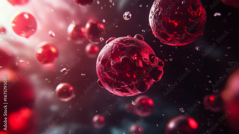 Poster understanding the complexities of microscopic entities in a dark and vibrant environment