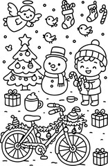 Fototapeta premium Christmas Coloring Pages for Kids & Adults | Santa, Reindeer, Snowman & Holiday Fun