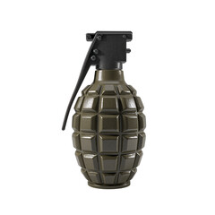 Realistic representation of a grenade object emphasizing its three dimensional details and