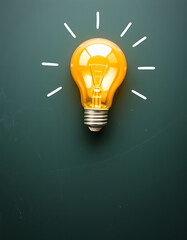 Education concept image. Creative idea and innovation. Light bulb as metaphor over blackboard, craft clay. isolated with white highlights