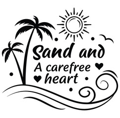 Sun, sand, and a carefree heart T-shirt design.