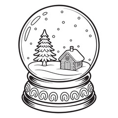 christmas snowglobe outline coloring book page line art