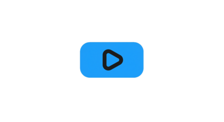 Blue play button media player interface video stream online content digital entertainment multimedia design on transparent background