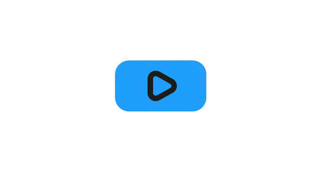 Blue play button media player interface video stream online content digital entertainment multimedia design on transparent background