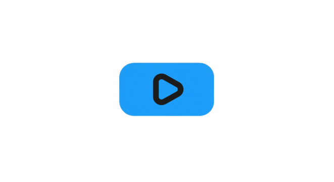 Blue play button media player interface video stream online content digital entertainment multimedia design on transparent background