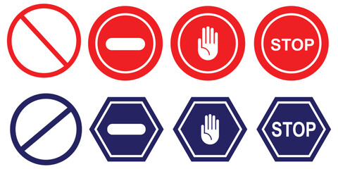 Stop and Do Not Enter Vector Sign Icons Set