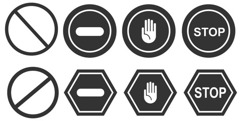 Stop and Do Not Enter Vector Sign Icons Set