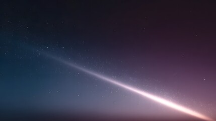 Fototapeta premium Diagonal bright light beam with small stars across dark blue and purple gradient sky space galaxy