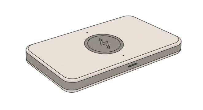 Wireless charger pad portable charging station device technology modern power supply electrical outlet adapter on transparent background