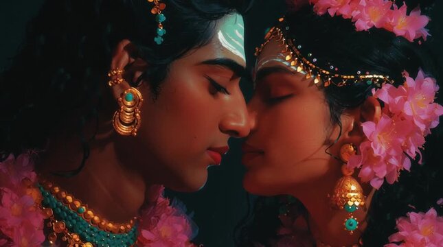 shiva and parvati divine couple close-up illustration, hindu gods in love and devotion, perfect for spiritual artwork, posters, cards and cultural designs	