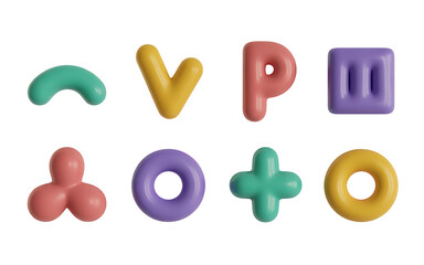 Naklejka premium Colorful 3d shapes isolated on white isolated on transparent background