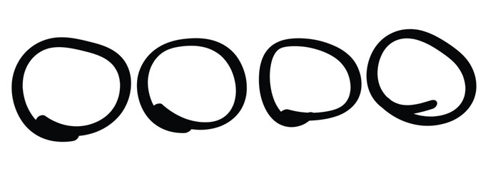 Hand drawn circle highlighter line sketch set. Vector marker circular lines, doodle round circles for message note mark design element. Pencil or pen bubble