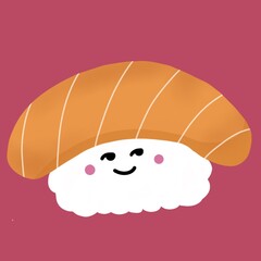 cute salmon sushi emoticon